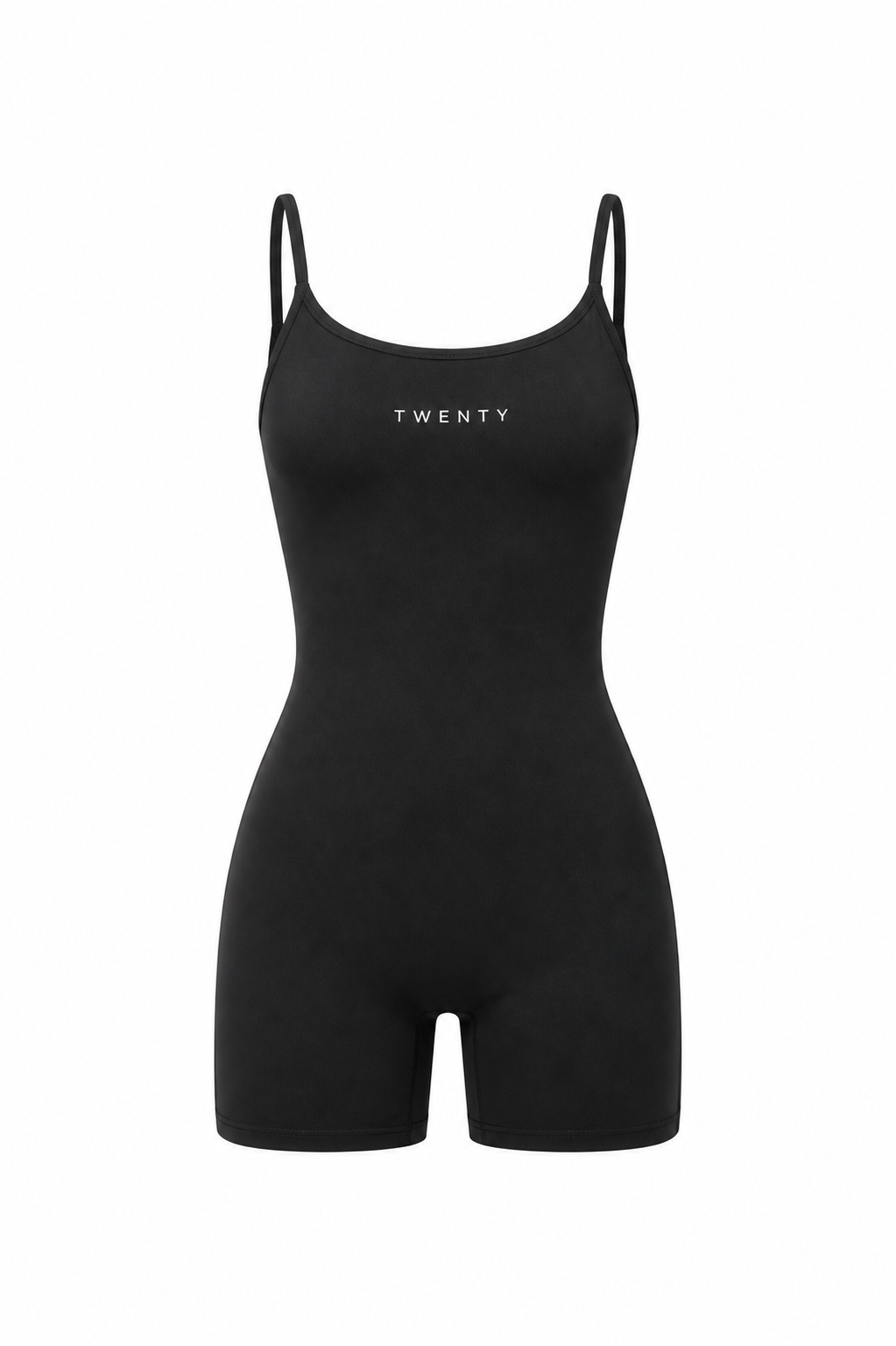 TWENTY Fitness Sculpt Unitard in midnight black, form-fitting activewear for workout and training, with a sleek, seamless design.
