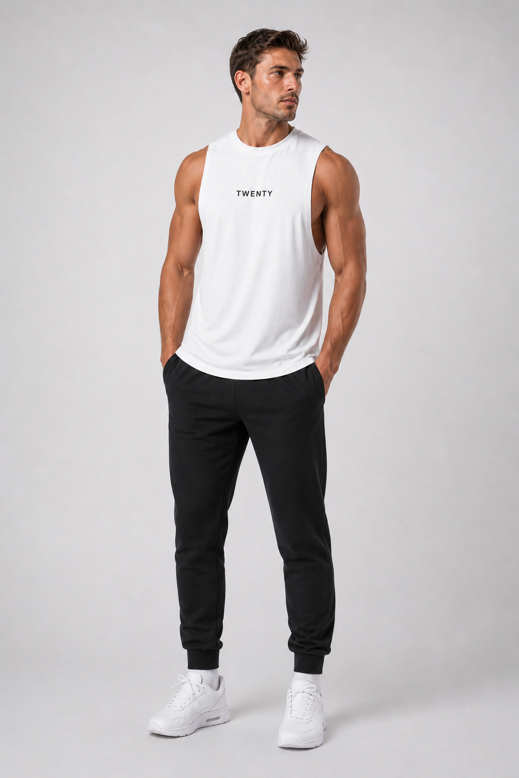 TWENTY Performance Vest in Arctic White, lightweight fitness vest with sleek design, perfect for active workouts and training.
